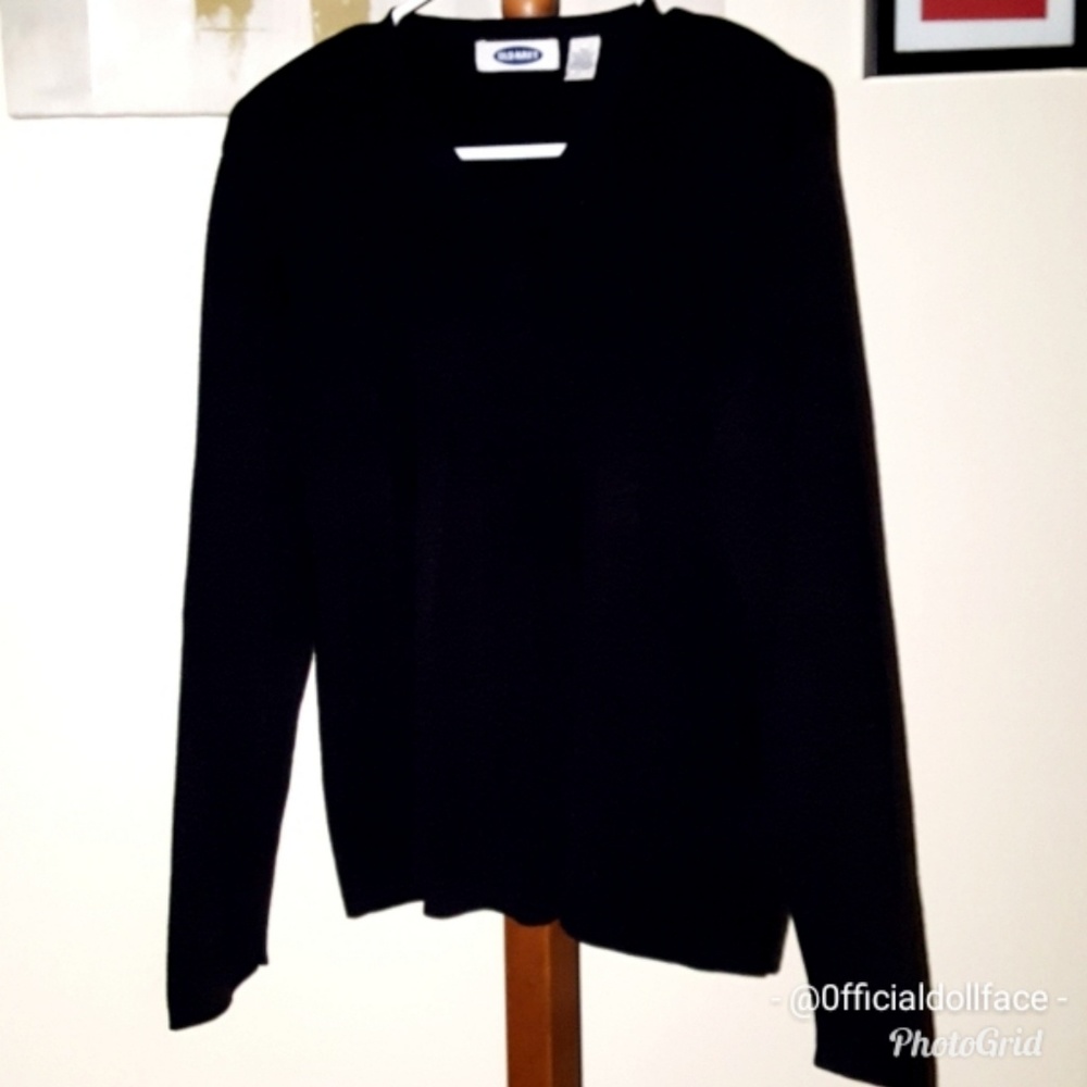 OLD NAVY, BLACK SWEATER, XL, V- NECK